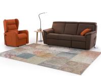 Viola motorized armchair combined with a relax sofa. Both equipped with recliner riser mechanism..