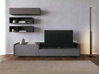Columbus Step 240 cm TV stand, customisable in several finishes and sizes, with high feet