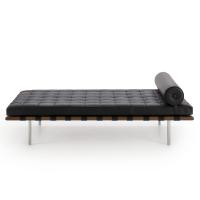 Chaise longue Day Bed in pelle anilina nera