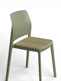 Jana chair in Olive Green polypropylene with a fabric seat 
