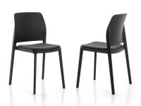 Jana stackable kitchen chair in black polypropylene with fabric seat in the Flash F602 fabric