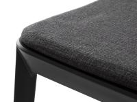 Close up of the upholstered seat cushion in Flash F602 fabric