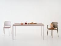 Egon custom rectangular table with laminate table top and metal legs