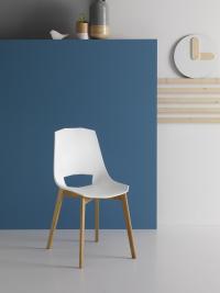 Nicole chair with white seat and natural oak legs