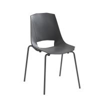 Nicole plastic chair in a stackable version with rubber pads under the seat