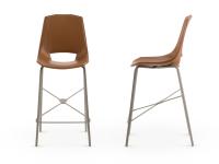 Nicole kitchen stools with bonded leather seat in cognac colour