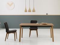 Basil extending dining table with wooden top and legs, closed version