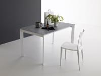 Clancy kitchen dining table for 6 people with Zen legs and top in grey Cleaf laminate