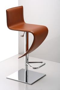 Nemo stool adjustable in height with seat covered in hide leather