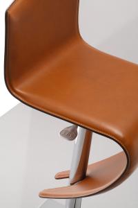 Nemo stool adjustable in height with seat covered in hide leather - detail