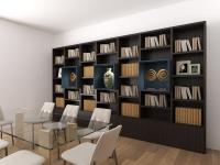 Render modular bookcase for dining room and living area