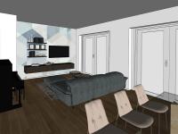 Render of relaxation area with sofa