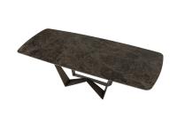 Reverse table with top in Emperador Gres stone and base in Brushed Bronze
