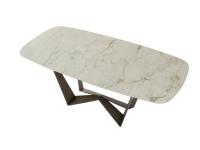 Reverse table with top in Glossy Macchiavecchia and base in Brushed Bronze metal