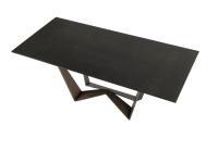 Reverse table with top in black hammered glass and base in Brushed Bronze