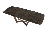 Reverse table with top in Emperador Gres stone and base in Brushed Bronze metal