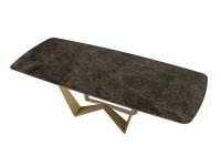 Reverse table with top in Emperador Gres stone and base in Matt Gold