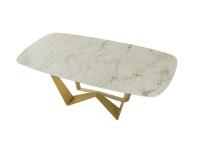 Reverse table with top in Glossy Macchiavecchia and base in Matt Gold metal