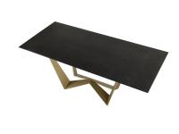 Reverse table with top in black hammered glass and base in Brushed Copper