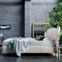 Albi fabric bed with quilted headboard