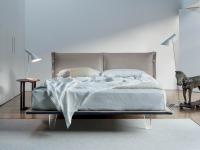 Blaze suspended fabric bed with extra slim bed-frame h.3 cm and transparent feet