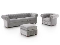 Chester living area with sofa, armchair and square ottoman