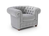 Chester armchair with button tufted decoration and velvet cover