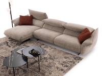 Modern sofa Exeter in fabric, L-shaped layout with chaise longue