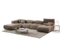 Modern sectional sofa Monterey with two-tone cover in Cocò fabric and Azimut velvet