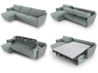 The opening system for the Dover sofa bed, with cushion holders that can be closed with zips when not being used
