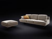 3-seater linear sofa Marlow with high feet and pouf