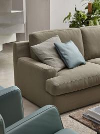 Detail of the lines and proportions of Marlow sofa with low base