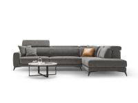Newport sofa, model with meridienne corner, square armrest and fabric cover