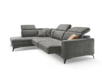 Newport sofa with high feet composed of a meridienne corner and a side element with two pull-out seat cushions