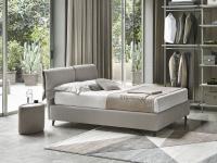 Upholstered bed with double-sided cushions Ambra, bed-frame h.25 cm with storage box