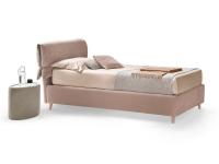 Single bed Ambra covered in fabric, bed-frame h.25 cm with RAL lacquered feet