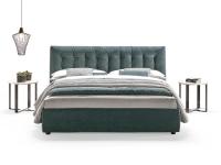 Cooper bed in the version with standard single headboard, button tufted; bed-frame h.30 cm with storage box