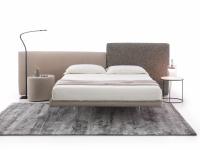 Cooper bed with two-tone headboards and bed-frame in fabric Floriante and Madomoiselle