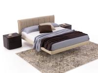 Kilian upholstered double bed in Panama 5528 leather and fabric cover in Diamond Beige