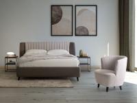 Danae upholstered bed with double-faced cover in contrasting colour