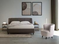 Danae upholstered bed with double-faced cover in matching colour