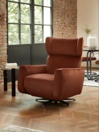 Iris swivel relax armchair upholstered in microfibre.