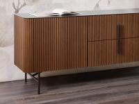 Doors and slatted baskets of the Savannah sideboard, in milled ash 