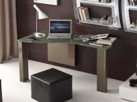 Musa customised glass writing desk with personalised shape of top, with four freestanding or wall-mounted legs