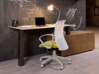 Musa rectangular glass desk with metal legs, paired with Jeff office or bedroom chair