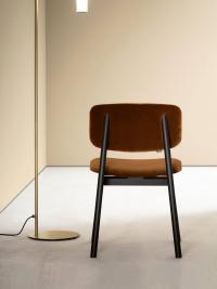 Back view of Harriet modern chair - the inwards vertical oblique element makes the chair slender