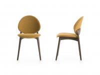 Front and side view of the Jewel upholstered chair with wooden legs