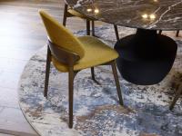 Jewel chair in tobacco-stained wood and mustard yellow bouclè fabric