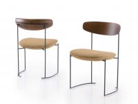 Keel chairs with solid walnut-stained ash backrest combined with Andros fabric seat and anthracite metal frame
