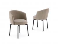 Leslie chairs in single-colour fabric in the model with 4 black chrome metal legs